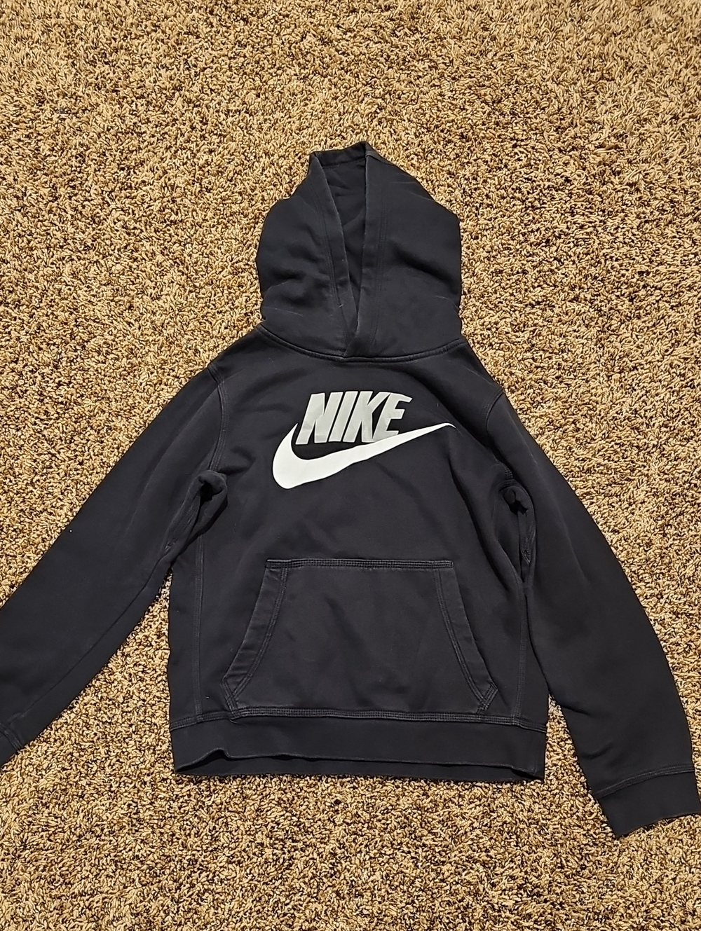 Nike Black Kids Hoodie with White Swoosh Logo